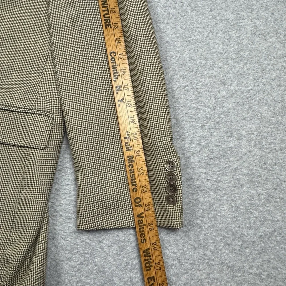 VTG Chaps Ralph Lauren Silk Blend Houndstooth Blazer Mens 42R Sport Coat Preppy